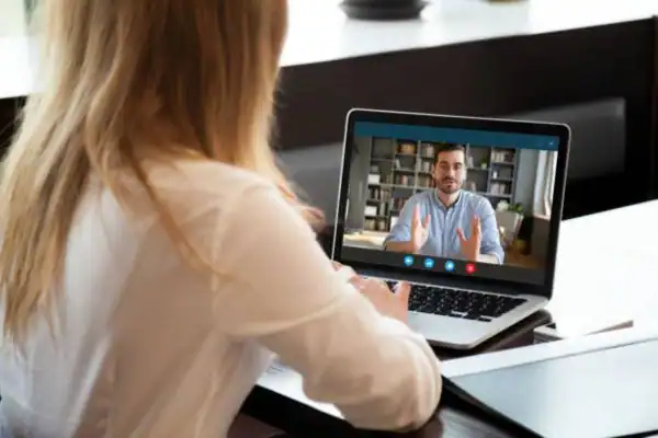 image of woman attending online mediation Greater Manchester speak to our team today!